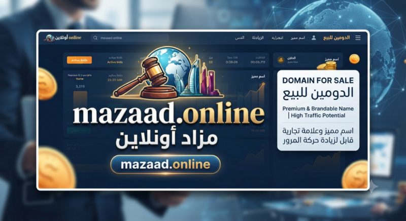 دومين مميز للبيع مزاد أونلاين mazaad.online